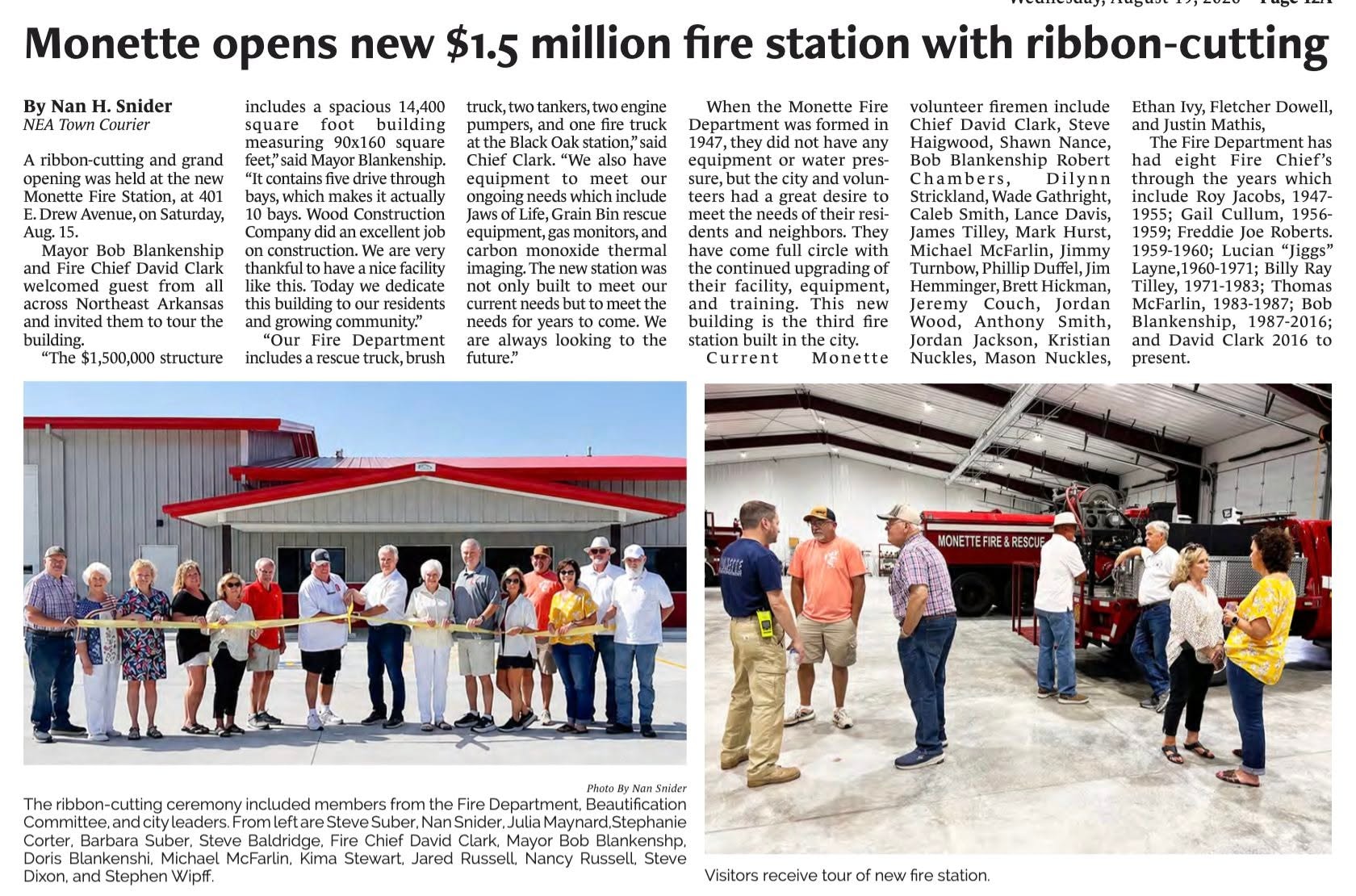 Community coverage of the Monette Fire Station ribbon-cutting
